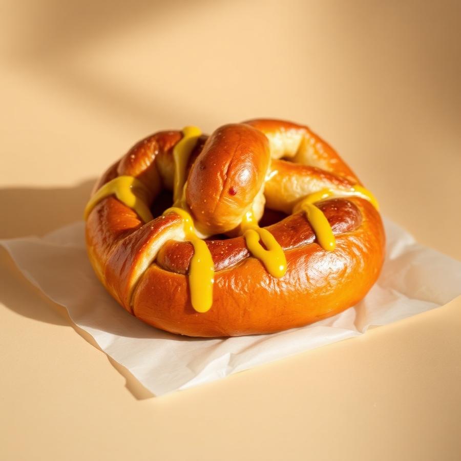 Mustard Sausage Pretzel